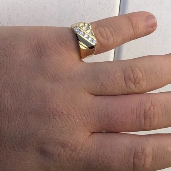 Men's 14k Gold Over Solid 925 Silver Nugget Ring - Picture 5 of 13